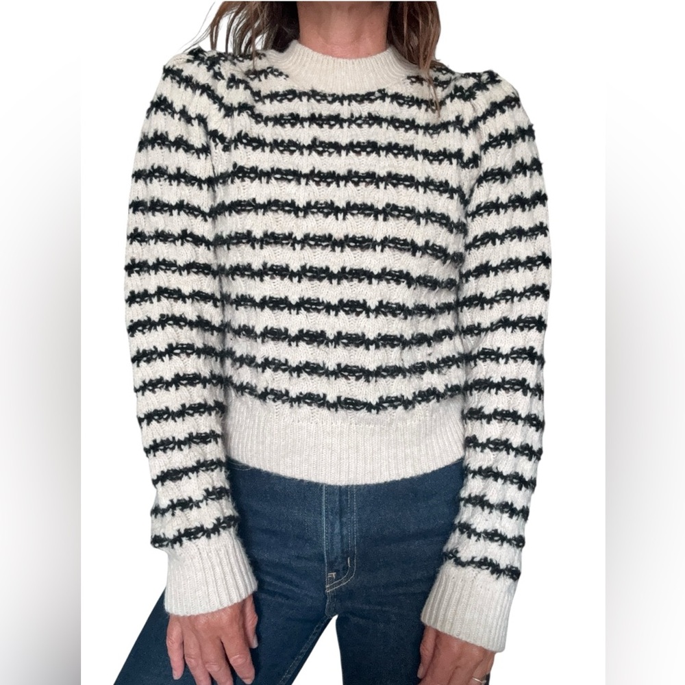 Mango Black and Cream Knit Cropped Sweater size xs